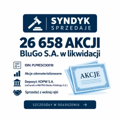 Syndyk sprzeda 26 658 akcji BluGo S.A. w likwidacji – ISIN PLPRESC00018